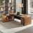 Brown Rectangular Solid Wood+Iron desks-110450045