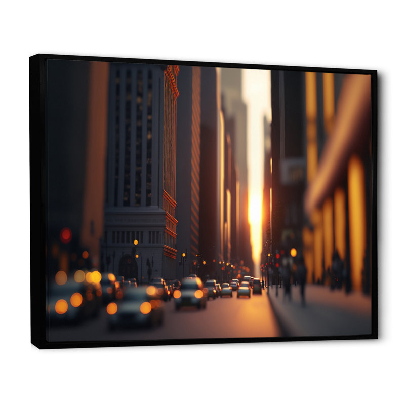 «Maquette Sunset Through Manhattan Skyscrapers III», reproduction sur toile, H 30 po x l 40 po x P 1,5 po