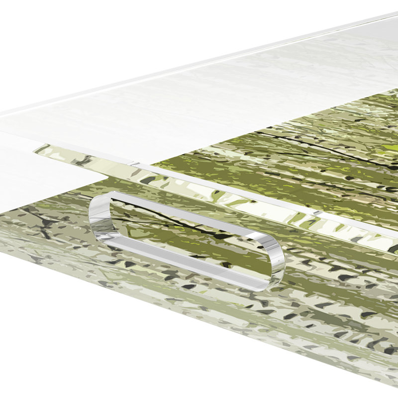 Birch Acrylic Rectangle Decorative Tray, 2" H x 22.5" W x 14.5" D, Forest Green