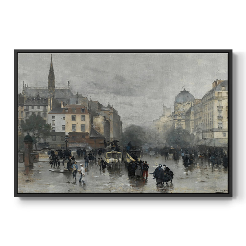 Paysage rétro -DI, Black Framed Canvas, H 17 po x l 25 po x P 2 po