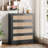 Black Rattan 4-Drawer Dresser with Charging Station, Modern Farmhouse Tall Storage Chest, Vertical Wooden Organizer Cabinet for Bedroom Apartment