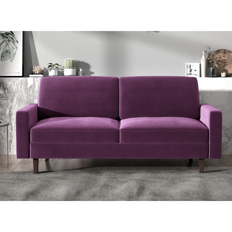 Kathi 69.7" Velvet Square Arm Sofa, Eggplant