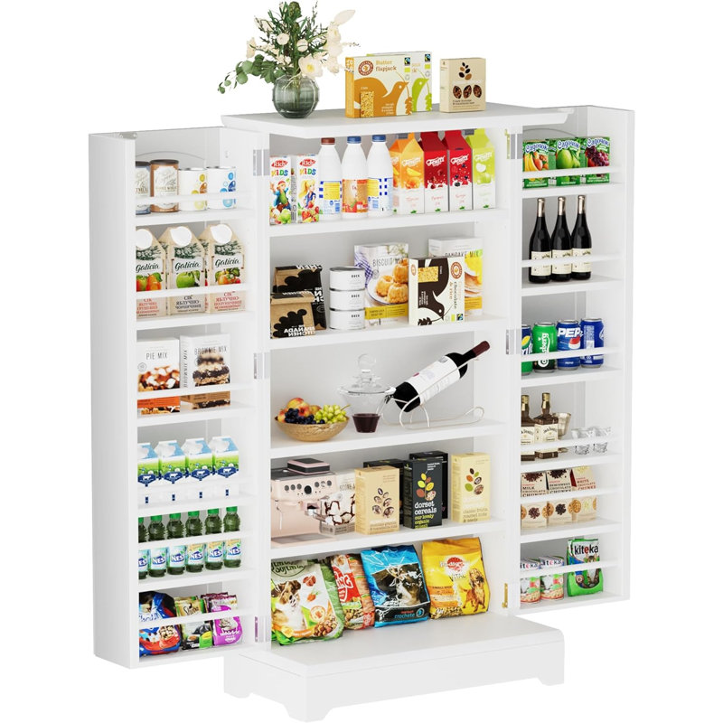 Armoire de rangement Pantry de 41 po avec portes et tablettes réglables pour la cuisine, la salle à manger et le salon, blanc