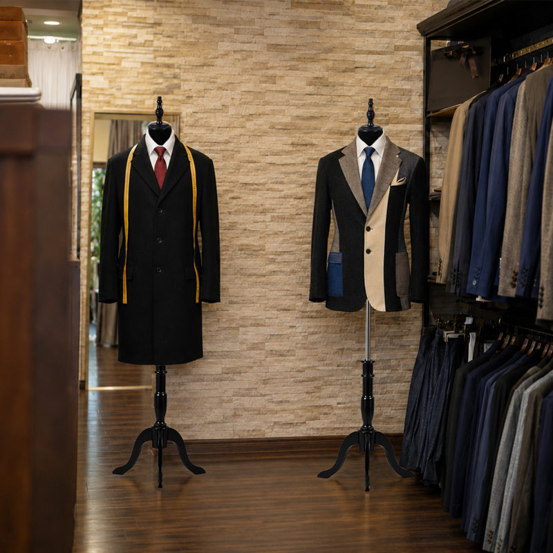 Male Mannequin Torso Dress Form, 64‑74 Inch Adjustable Black Foam Manikin Body with Solid Wood Tripod Stand for Men Suit Clothing Display Sewing Tailoring