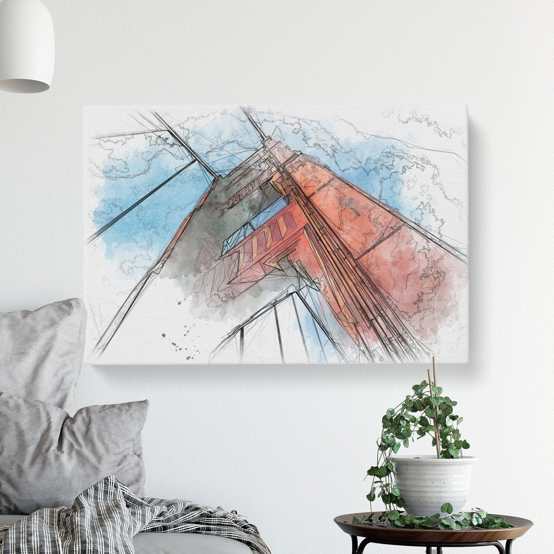 Golden Gate Bridge Vol.1 Sketch - Wrapped Canvas