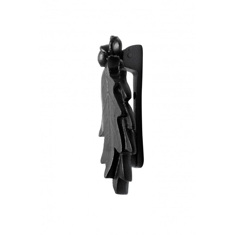 Black Cast Iron Oak Leaf Door Knocker 6 x 3" L Powder Coated with Hardware
