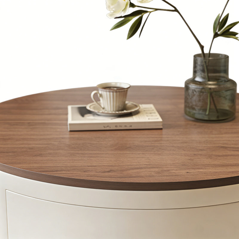 Table basse 2 pièces avec rangement Yannick, H 13 po x L 27,55 po x l 27,55 po, Ivoire ivoire