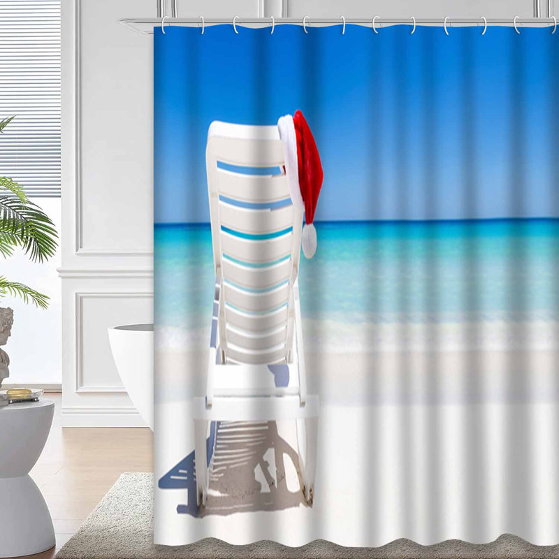 Père Noël plage tropicale calme eau de mer turquoise sable blanc avec 12 crochets, L 72 po x l 84 po