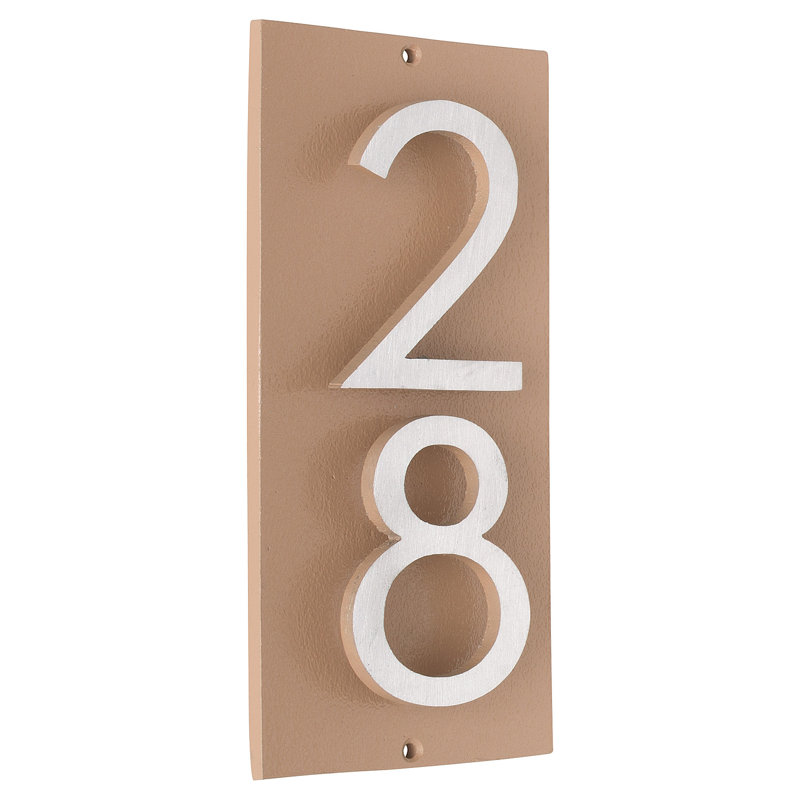 Floating 1-Line Wall Address Plaque, Taupe, Satin Nickel Two Tone, Yes