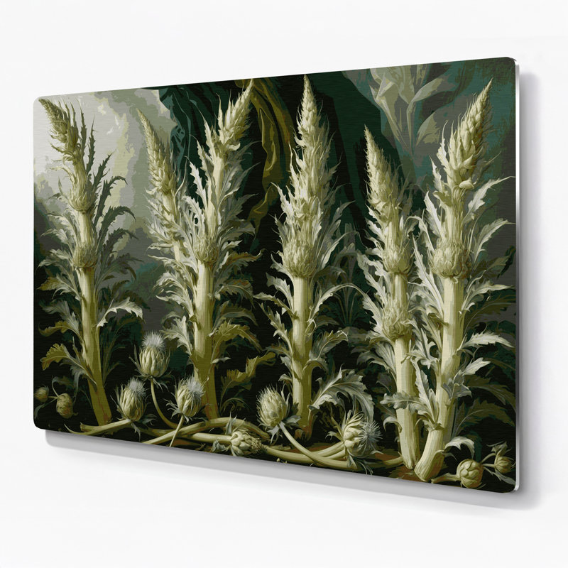 Art mural en métal légumes vert cardon, H 11 po x l 14 po