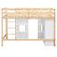 Lit mezzanine simple avec rangement intégré et 2 fenêtres, fabrication en bois de qualité, garde-robe naturel / blanc et fabrication joyeuse-195074684