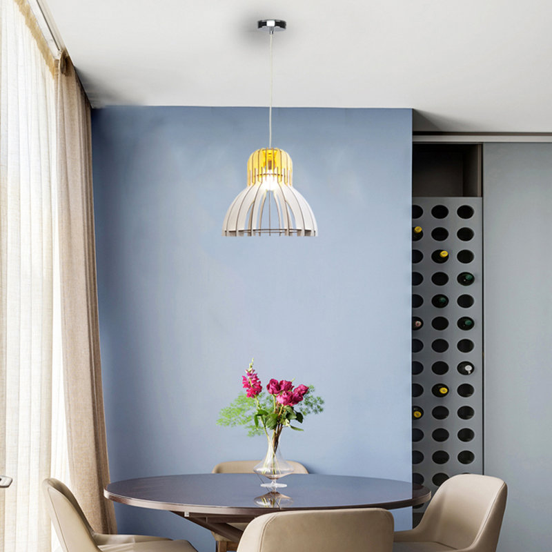 Transitional 1 Light Wood Shade Pendant