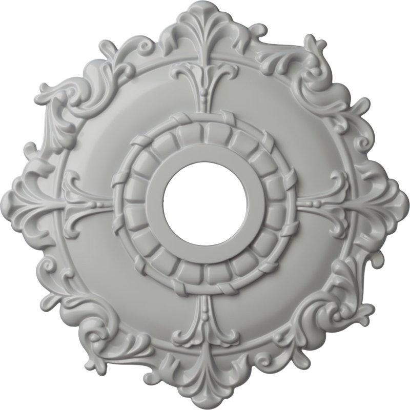 Médaillon de plafond rose Endurathane, DO 18 po x P 3 1/2 po x P 1 1/2 po (convient aux auvents jusqu'à 7 1/4 po), finition de foyer en pierre peinte à la main