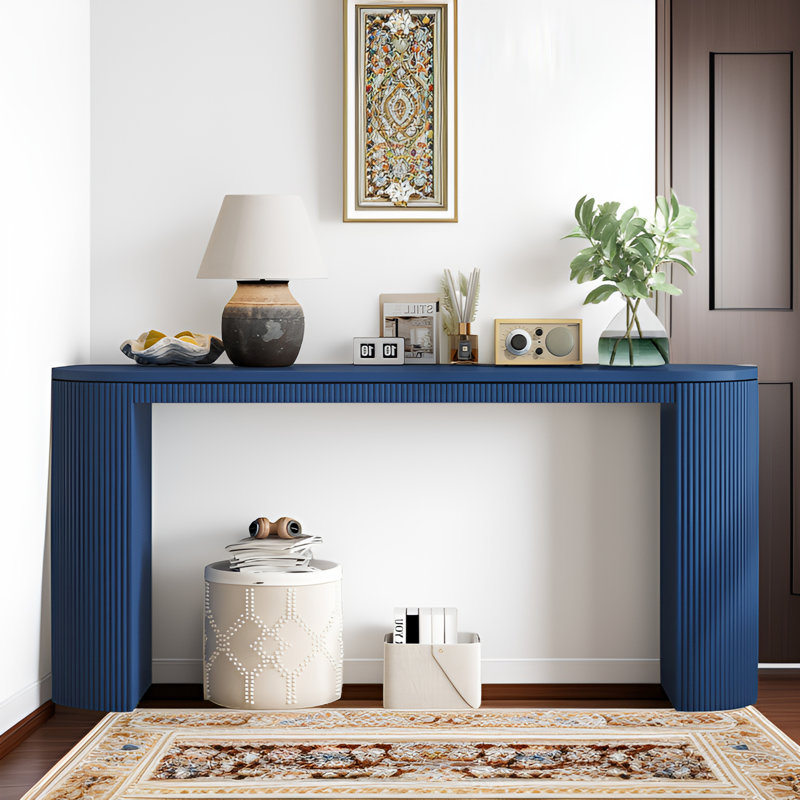 Console 59 po Curve Design avec rayures verticales, bleu marine, Marine