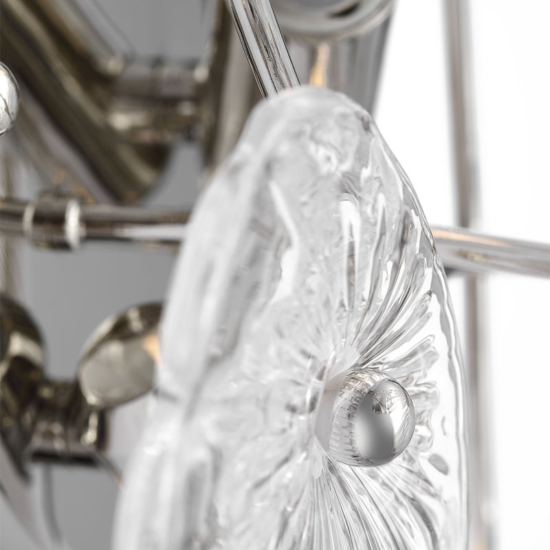 Julie Neill Gianna 21" Layered Sconce with Clear Glass, Clear, Burnished Silver Leaf