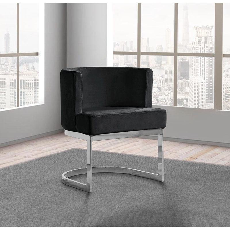 Chaise d'appoint en velours Dmitri, Noir, Argent