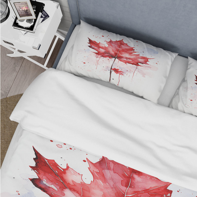 Ensemble de housse de couette Red Maple Leaf Beauty I - Tree Maple, Housse de couette pour très grand lit et 2 très 