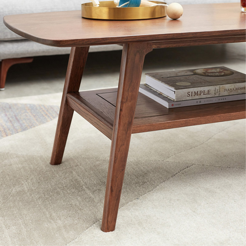 Centre de table Table basse 100% chêne massif avec plateau en bois et plateau de table basse Largeur 120 x profondeur 56 x hauteur 44 cm Bureau d'étude facile à assembler