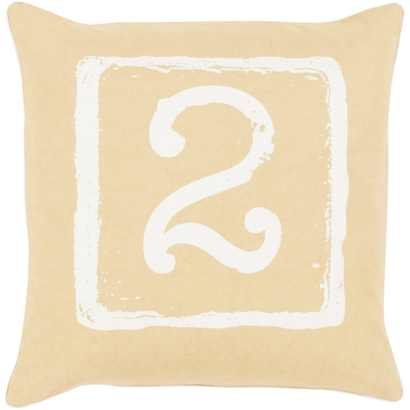 Housse de coussin en coton , 22 po x 22 po, Blé / ivoire, 2