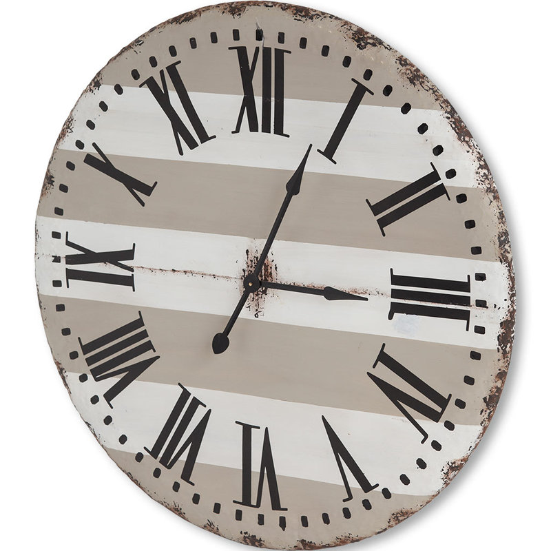 Belton Metal Analog Wall Clock, Small, White/Beige