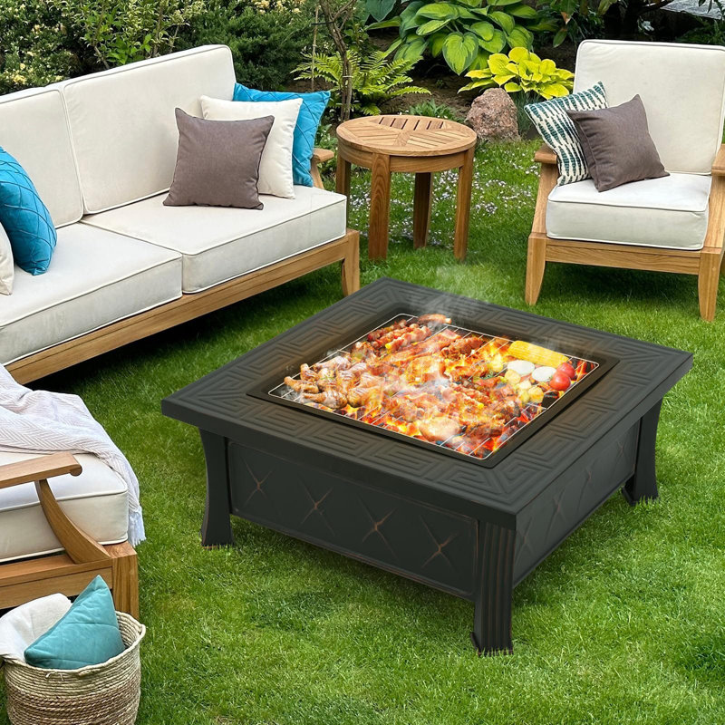 Hunterstown Square Iron Smokeless Fire Pit Table