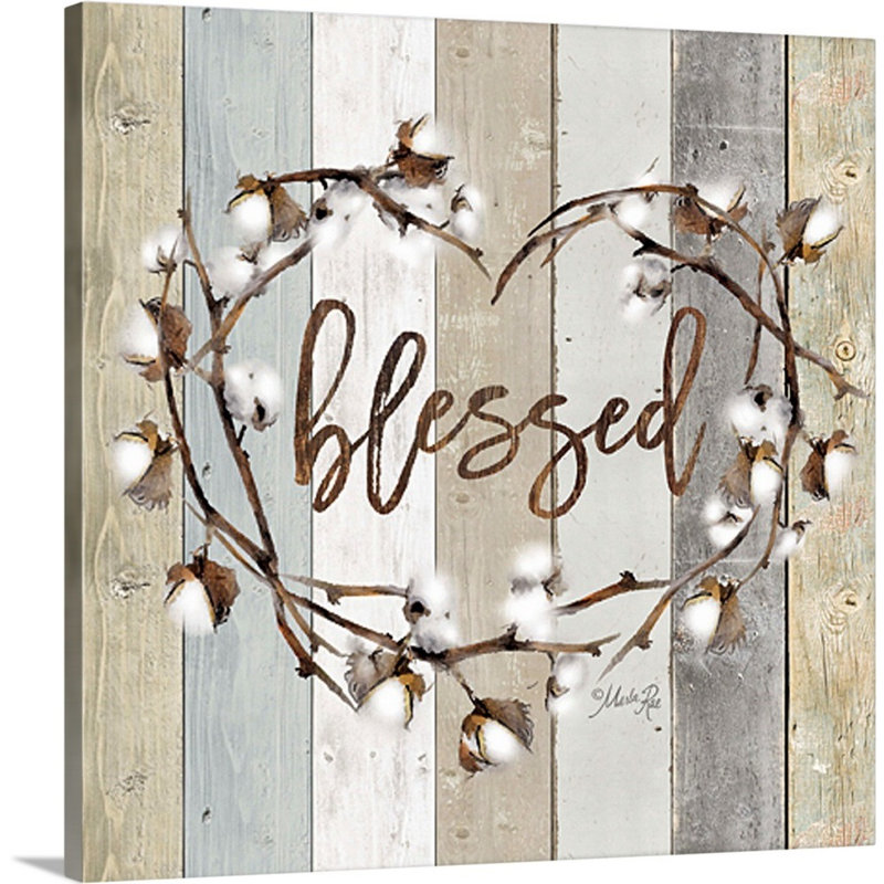 " Blessed Cotton Wreath " by Marla Rae, Wrapped Canvas, 16" H x 16" W, No Frame