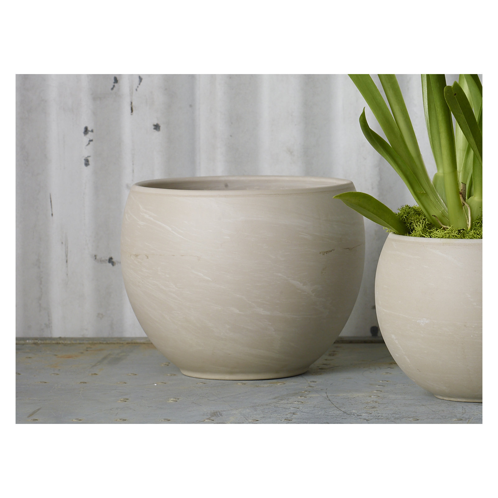 Handmade Ceramic Pot Planter, Tan, 6" H x 7.75" W x 7.75" D