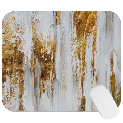 Abstract Gold and Gray Brush Strokes Transitional Gaming Cute Office Laptop Desk Pad Gift Mat Square Rectangle Non-Slip Mousepad
