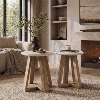 Round Wood Side Table, Modern Small End Table