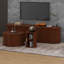 Ensemble de meuble télé en bois et table basse avec portes coulissantes cannelées, console média avec poignées dorées-120133613