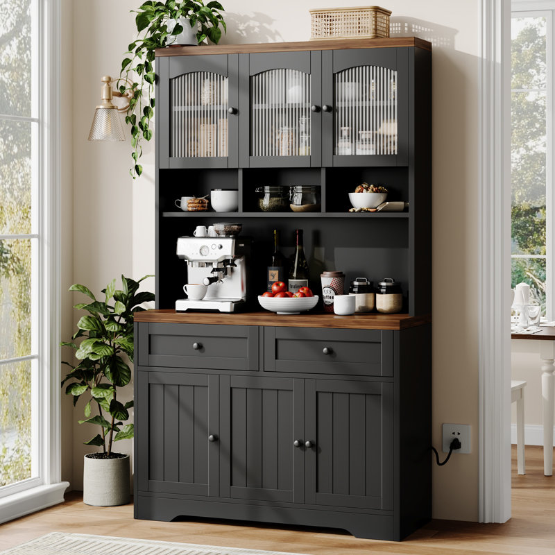 Armoire garde-manger 71 po Tall Farmhouse, Black