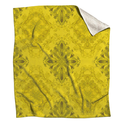 Couvertures damassées jaunes ornées