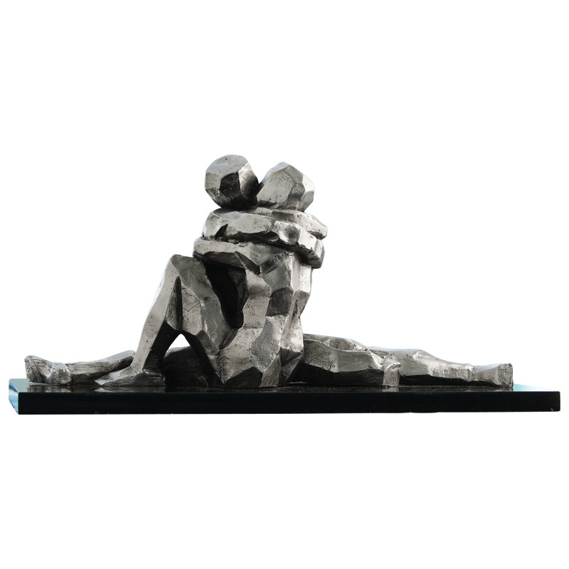 Captivating Nickel Finish Human Condition Sculpture, 18"L x 8.25"W x 9.5"H
