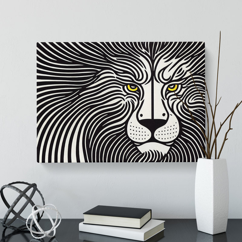Celebrated Abstract Lion - Wrapped Canvas Print, 50cm H x 76cm W x 3cm D