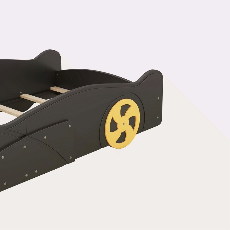 Lit plateforme avec roulettes et rangement Race, Lit simple, Noir