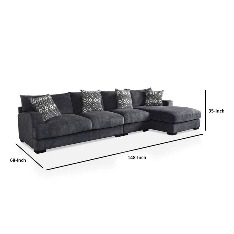 Frackville 148.25'' Wide Chenille Sofa & Chaise, Right Hand Facing