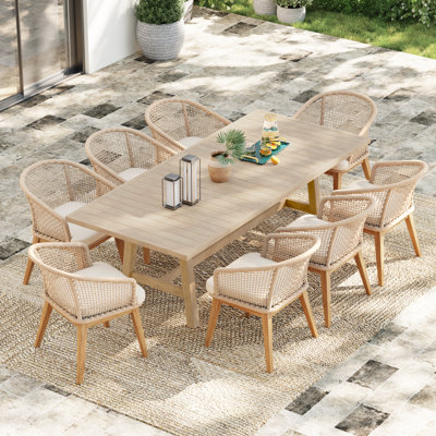 Ensemble de salle à manger de patio rectangulaire avec coussins Lipsey