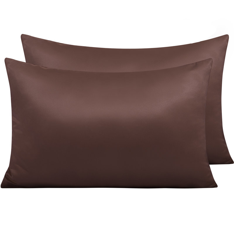Taies d'oreiller en satin, taies d'oreiller à fermeture à glissière pour cheveux et peau - NTBAY, Brun foncé, Très grand