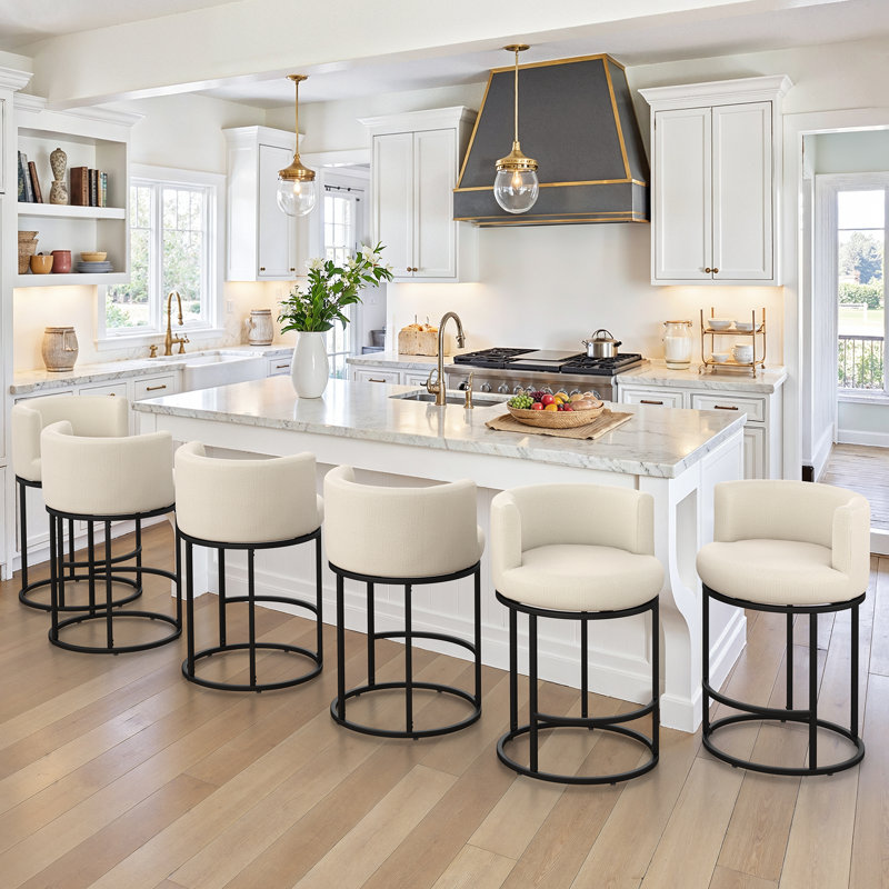 Counter Height Bar Stools, Linen/Linen