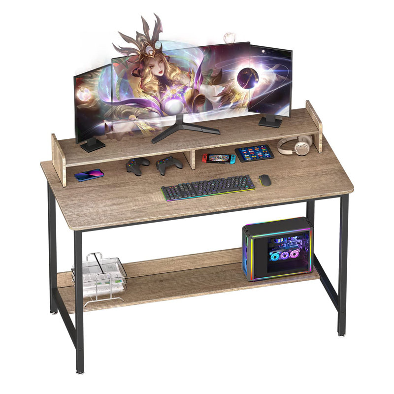 Metal Base Computer Desk, Grey/Black