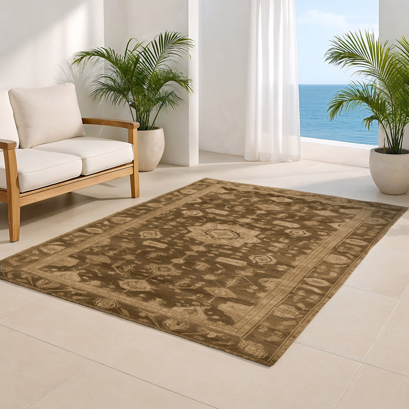 Tapis intérieur et extérieur brun Overdyed, Rectangle 4pi x 6 pi