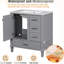 Meuble-lavabo 30 po, armoire grise moderne avec bois massif, lavabo, 3 tiroirs et porte pour meuble-lavabo fascinant, structure en bois, lavabo en céramique, superbe fermeture silencieuse-100111175