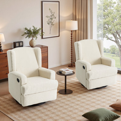 Upholstered 80 cm W Manual - Push Back Swivel Rock Glider Recliner