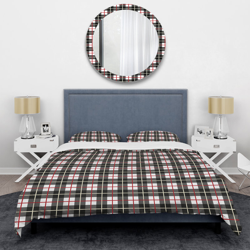 Ensemble de housse de couette en microfibre noir / blanc 3 pièces, Grand