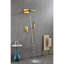 Robinet de douche mural à tête rectangulaire haute et à main - laiton doré 3