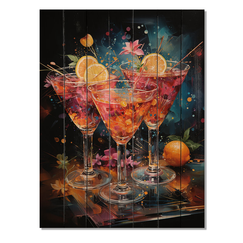 Cocktail Confetti II sur impression sur bois, H 20 po x l 10 po x P 0,78 po