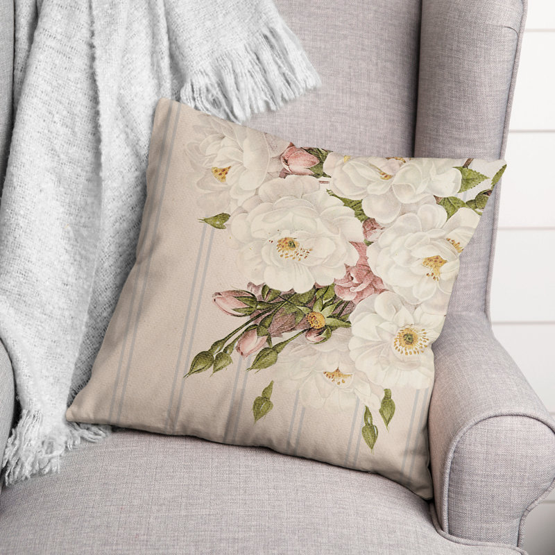 Floral Reversible Throw Pillow, 16" H x 16" W