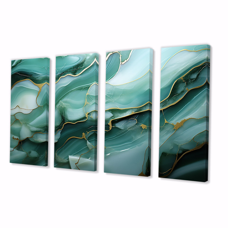 «Green and Grey», ensemble d'art mural 4 pièces, H 28 po x l 48 po
