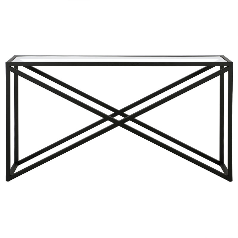 Calix Glass Top Console Table, 76 cm H x 139.7 cm W x 35.56 cm D, Blackened Bronze