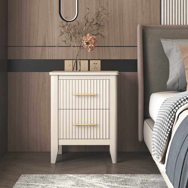 Amilliana 45cm W Bedside Table, White
